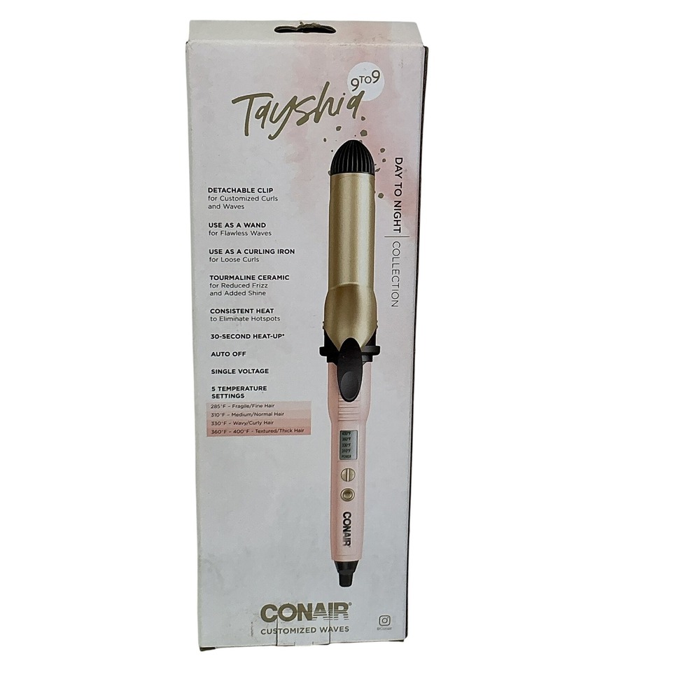 Conair Tayshia 9 to 9 1.25" Tourmaline Ceramic Curling Wand New Open‎ Box NEW - Picture 2 of 5